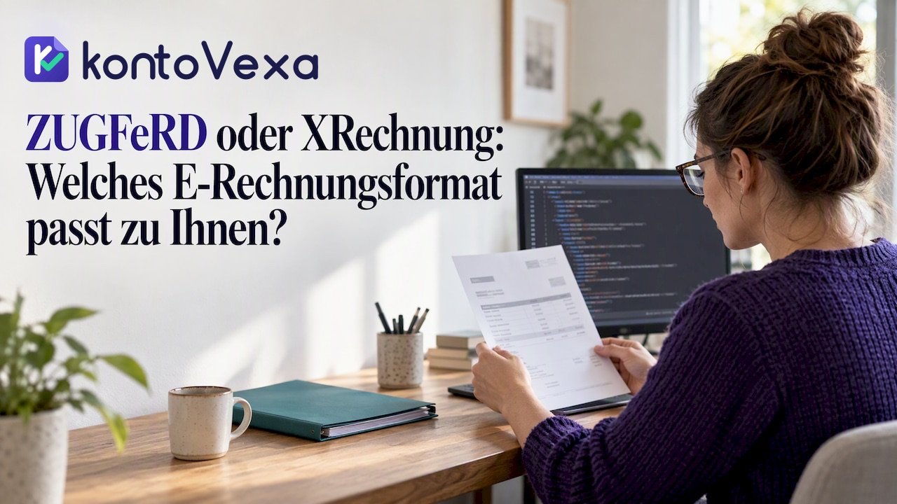 Ausgedruckte Rechnung neben der XML-Datei auf dem Bildschirm