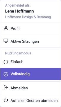 Das Benutzermenü