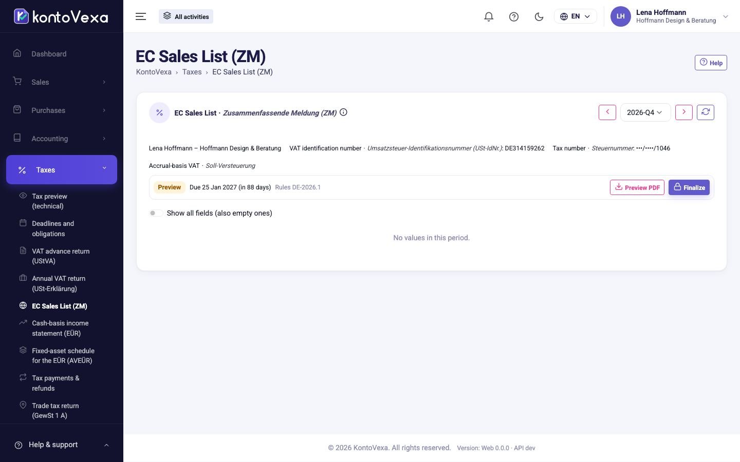A quarterly ZM with one row per customer