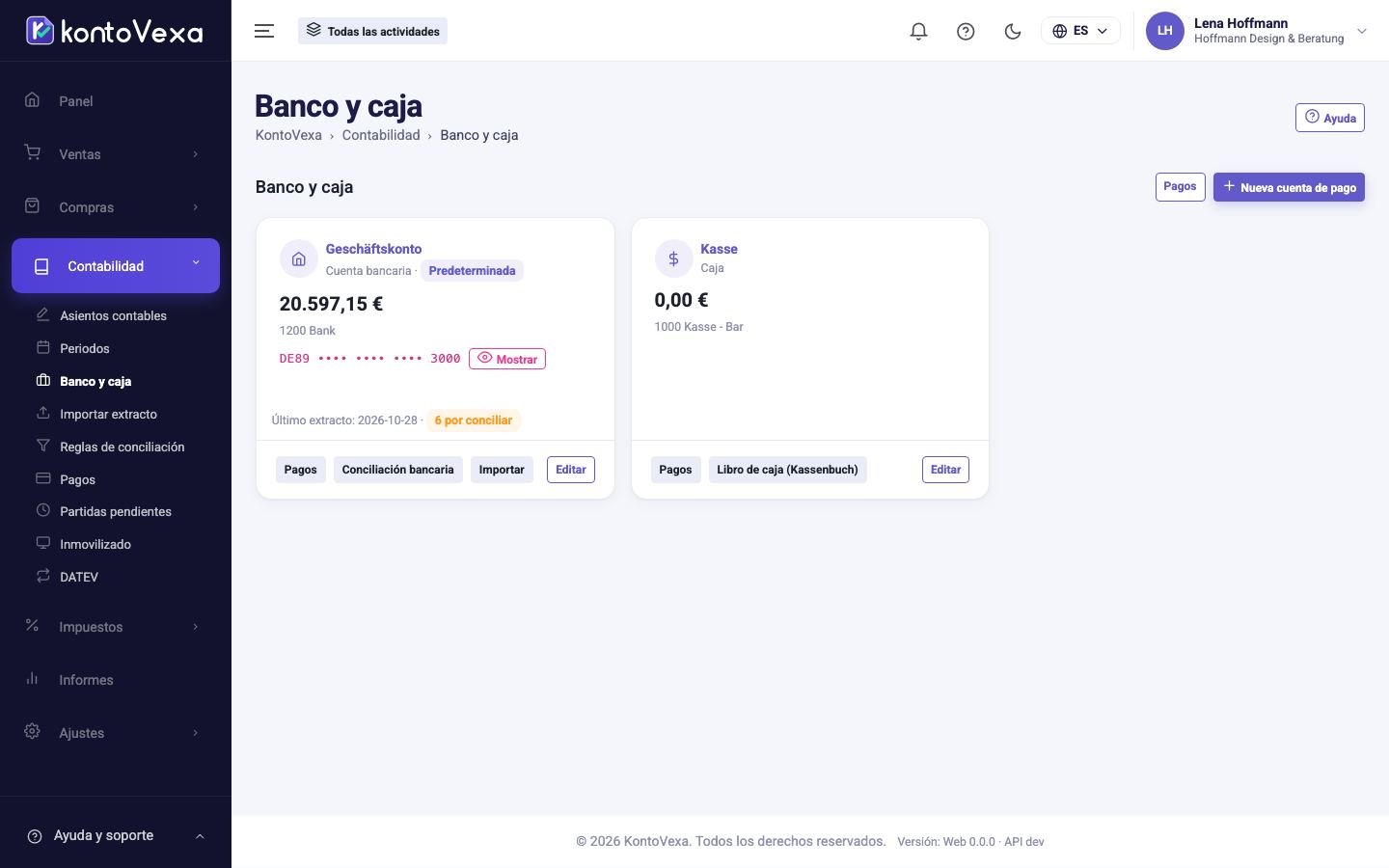 Las cuentas de pago como tarjetas con saldo y cuenta contable