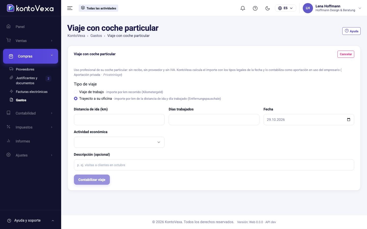 Registrar un trayecto al lugar de trabajo con el coche particular