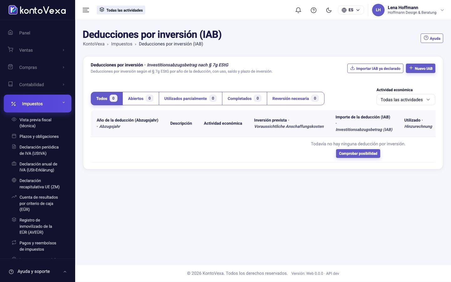 El registro de las deducciones por inversión