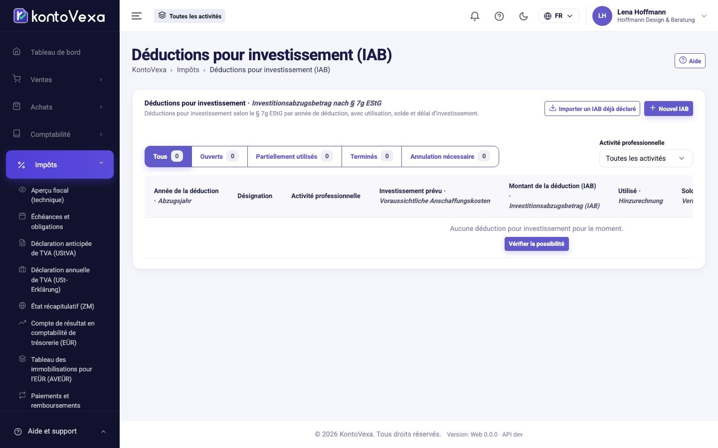 Le registre des déductions pour investissement