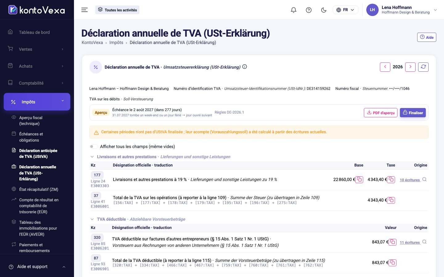 La déclaration annuelle de TVA avec le rapprochement des déclarations périodiques