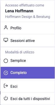 Il menu utente