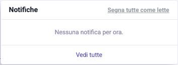 La campanella aperta con le notifiche più recenti
