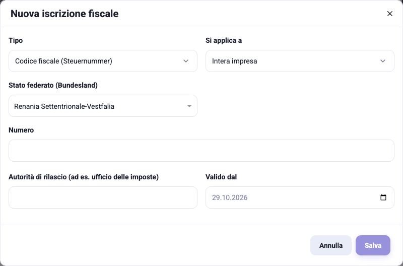 La finestra per una nuova iscrizione