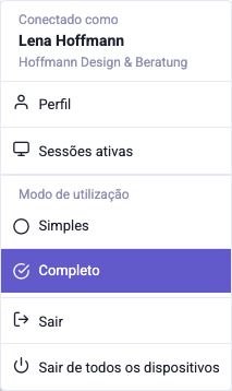 O menu do usuário