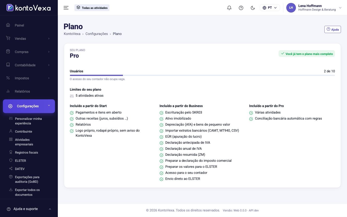 A visão geral do plano