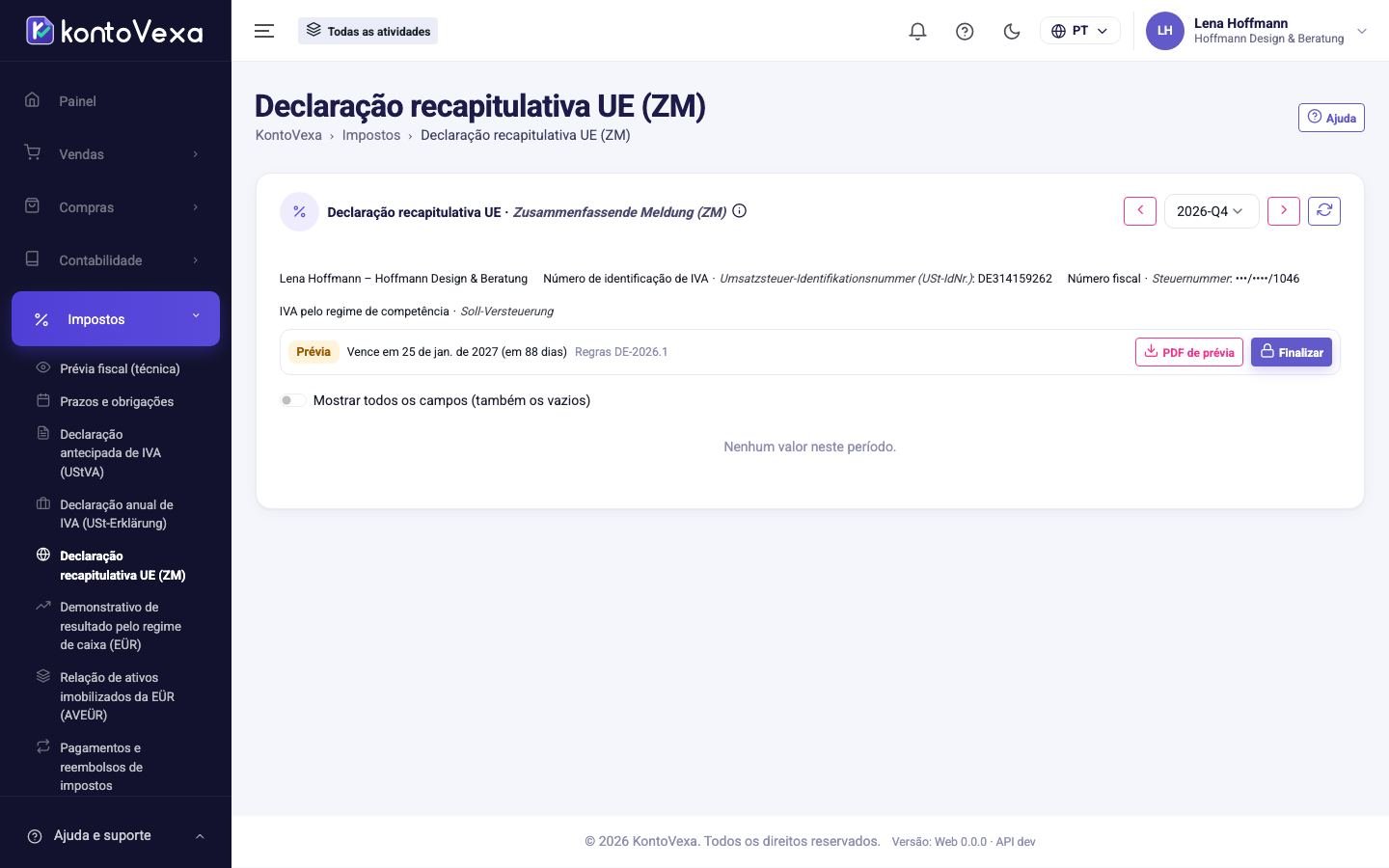 Uma ZM trimestral com uma linha por cliente